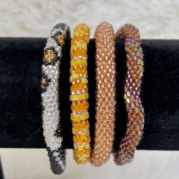 HAND CRAFTED in Nepal Beaded Bracelets (set of 4) #312 - Picture 5 of 5